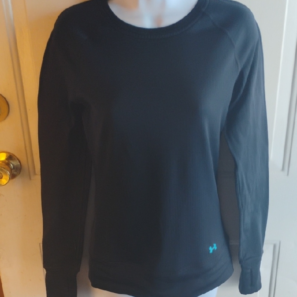 Under Armour Women's Black Sweatshirt with Teal Logo
